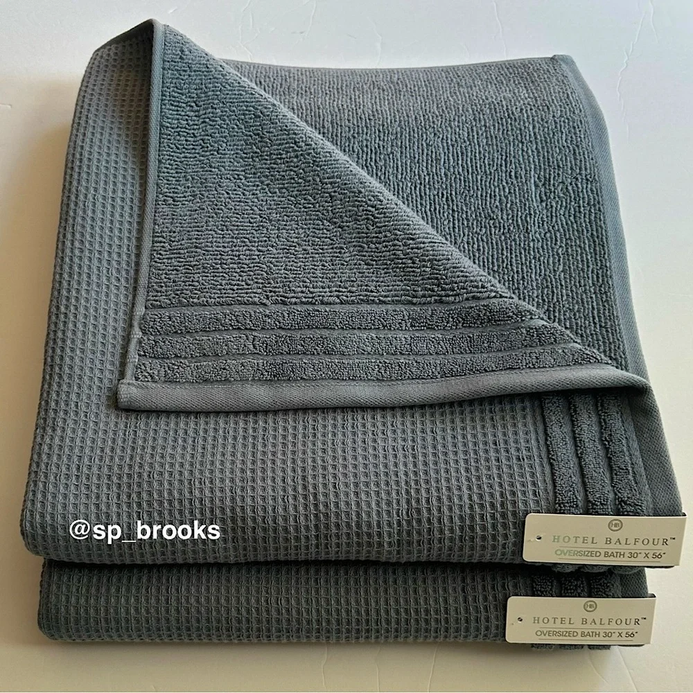 🎁8PC Hotel Balfour Bath Towel Set with 1 BATH, 2H & 5W - Flint Slate Blue/Gray